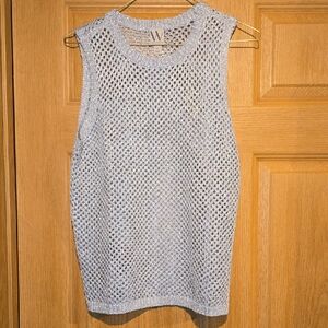 Worthington Pale Blue Open-Knit Sleeveless Tank